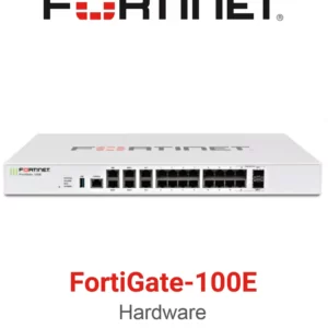 Fortinet FortiGate 100E Firewall 20 x GE RJ45 ports (including 2 x WAN ports, 1 x DMZ port, 1 x Mgmt port, 2 x HA ports, 14 x switch ports), 2 x Shared Media pairs (Including 2 x GE RJ45 ports, 2 x SFP slots).