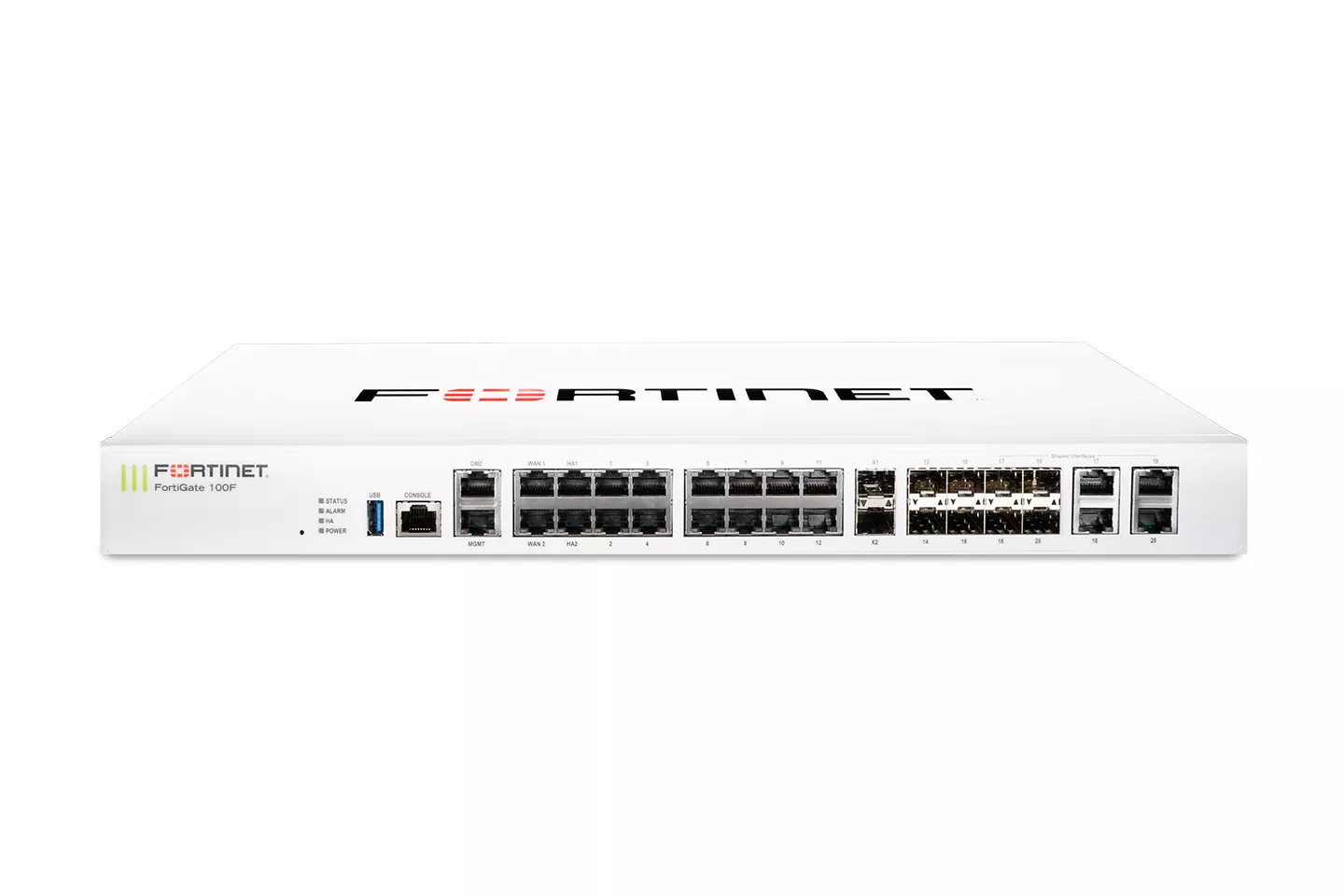 Fortinet FortiGate 100F Firewall 22 x GE RJ45 ports (including 2 x WAN ports, 1 x DMZ port, 1 x Mgmt port, 2 x HA ports, 16 x switch ports with 4 SFP port shared media), 4 SFP ports, 2x 10G SFP+ FortiLinks, dual power supplies redundancy. - Image 3