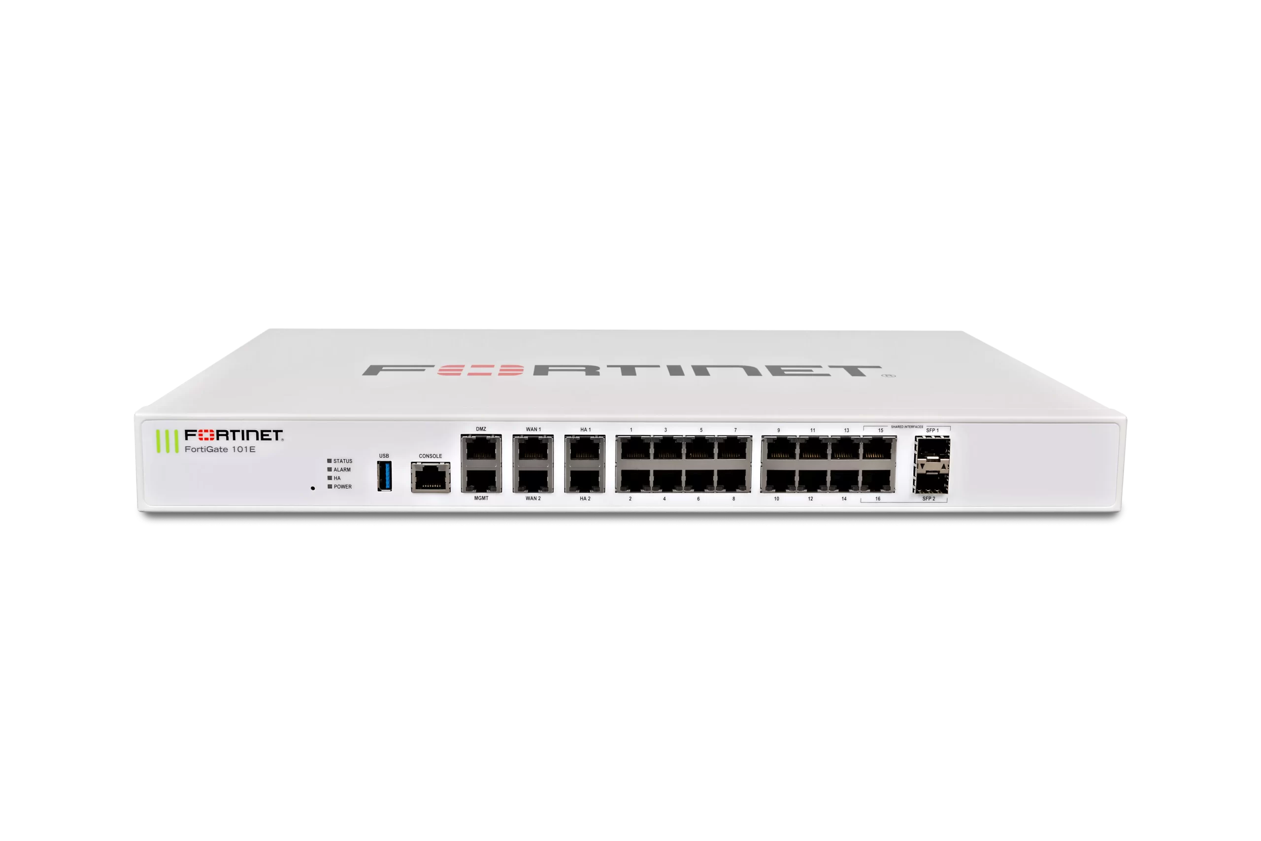 Fortinet FortiGate 101E Firewall 20 x GE RJ45 ports (including 2 x WAN ports, 1 x DMZ port, 1 x Mgmt port, 2 x HA ports, 14 x switch ports), 2 x Shared Media pairs (Including 2 x GE RJ45 ports, 2 x SFP slots) 480GB onboard storage. - Image 2