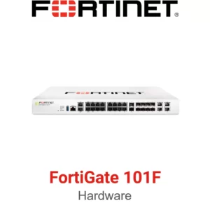Fortinet FortiGate 101F Firewall 22 x GE RJ45 ports (including 2 x WAN ports, 1 x DMZ port, 1 x Mgmt port, 2 x HA ports, 16 x switch ports with 4 SFP port shared media), 4 SFP ports, 2x 10G SFP+ FortiLinks, 480GB onboard storage, dual power supplies redundancy.