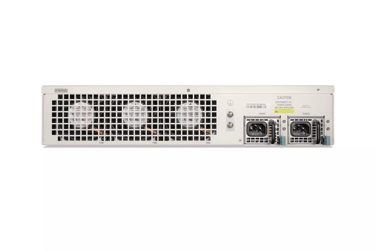 Fortinet FortiGate 1100E Firewall 2x 40GE QSFP+ slots , 4x 25GE SFP28 slots, 4x 10GE SFP+ slots, 8x GE SFP slots, 18x GE RJ45 ports (including 16x ports, 2x management/HA ports) SPU NP6 and CP9 hardware accelerated, and 2 AC power supplies - Image 3