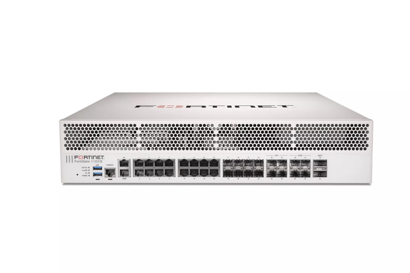 Fortinet FortiGate 1100E Firewall 2x 40GE QSFP+ slots , 4x 25GE SFP28 slots, 4x 10GE SFP+ slots, 8x GE SFP slots, 18x GE RJ45 ports (including 16x ports, 2x management/HA ports) SPU NP6 and CP9 hardware accelerated, and 2 AC power supplies - Image 4