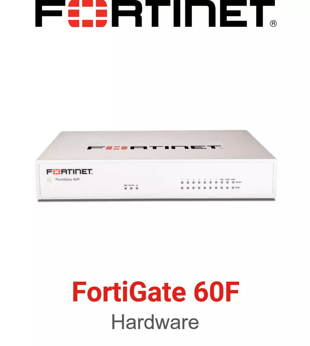 Fortinet FortiGate 60F Firewall 10 x GE RJ45 ports (including 7 x Internal Ports, 2 x WAN Ports, 1 x DMZ Port) Ideal Para 10-50 Usuarios.