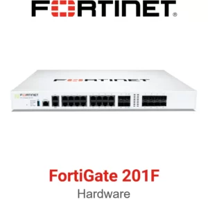 Fortinet FortiGate 201F Firewall 18 x GE RJ45 (including 1 x MGMT port, 1 X HA port, 16 x switch ports), 8 x GE SFP slots, 4 x 10GE SFP+ slots, NP6XLite and CP9 hardware accelerated, 480GB onboard SSD storage.