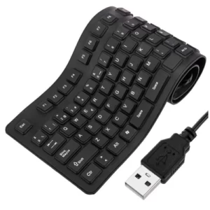 SHYEKYO Teclado de borracha macia dobrável dobrável de silicone portátil à prova de poeira à prova d'água, portátil mini teclado com fio dobrável para laptop/PC/telefone (preto)